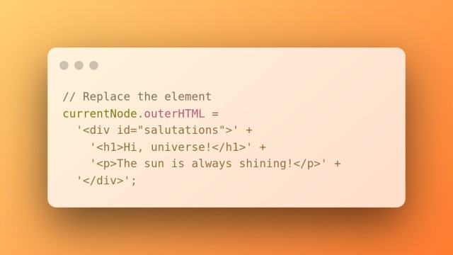 Замена DOM-элемента и его содержимого на чистом JS